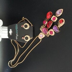 Tanya Creations Ballet length Abstract glass stone Pendant necklace with earring